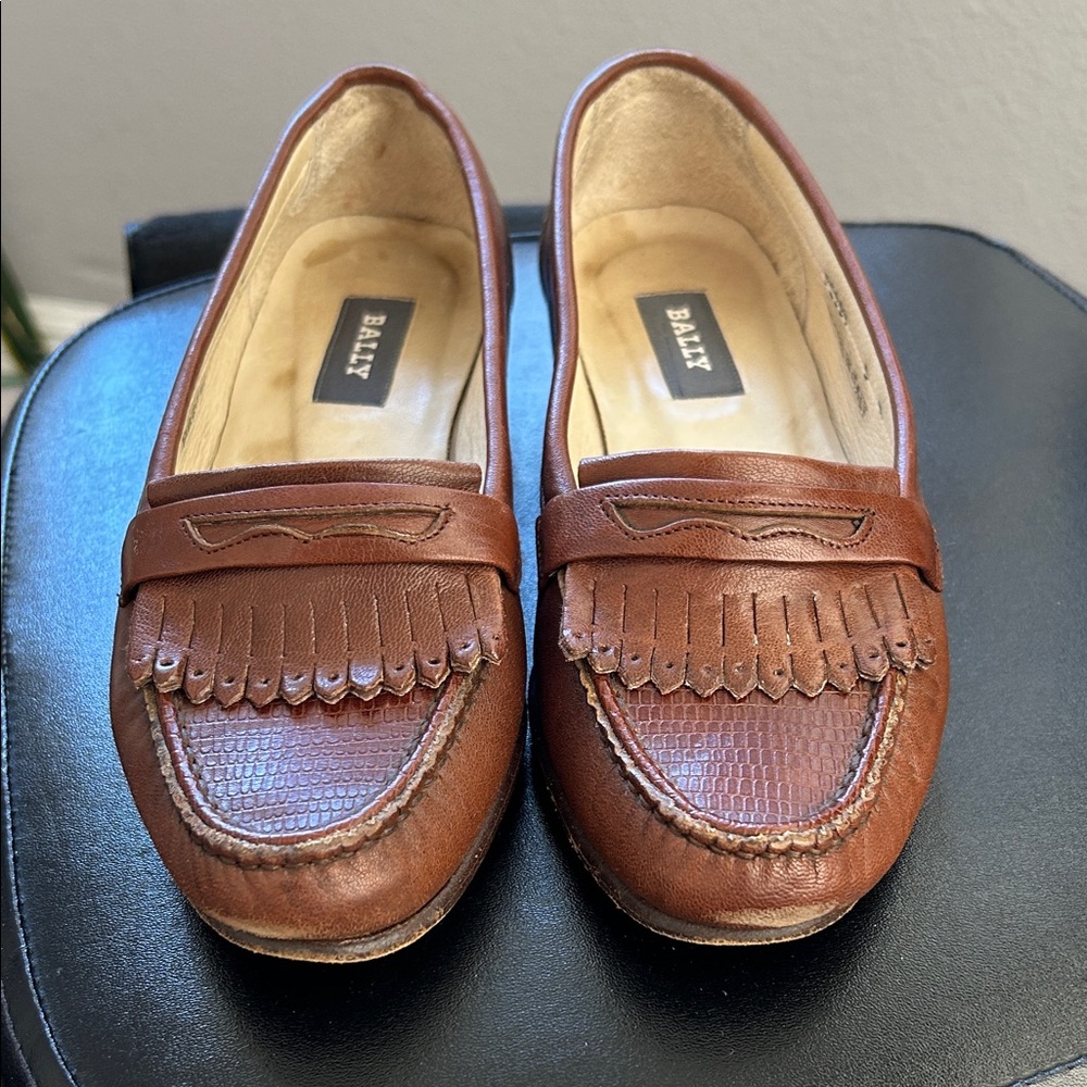 Bally Brown Leather “PEGGY” Kiltie Fringe Penny Loafers 5